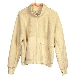 Xersion off white cream Sherpa full zip fleece jacket
